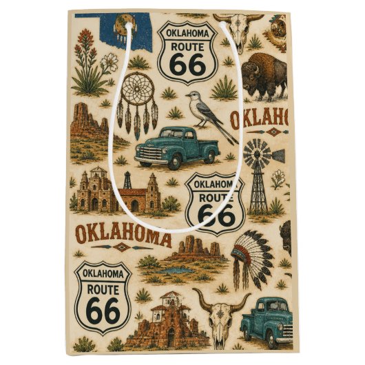 Oklahoma Route 66 Cadeau Prairie Medium Cadeauzakje (Voorkant)