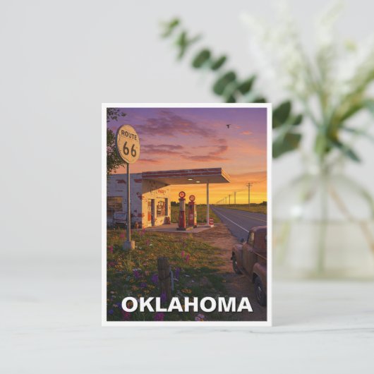 Oklahoma Route 66 Gasstation Reizen Briefkaart (Staand voorkant)