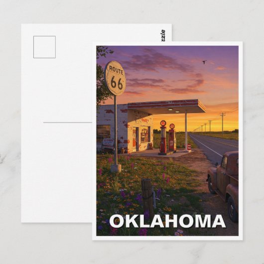 Oklahoma Route 66 Gasstation Reizen Briefkaart (Voorkant / Achterkant)