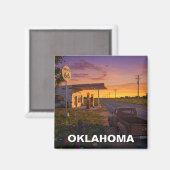 Oklahoma Route 66 Gasstation Reizen Magneet (Voorkant / Achterkant)