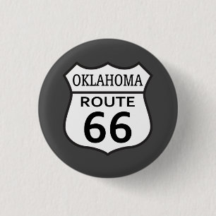 Oklahoma Route 66 Hwy Sign Ronde Button 3,2 Cm