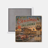 Oklahoma Route 66 Kerstsouvenir Magneet (Voorkant / Achterkant)