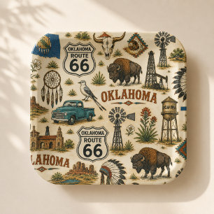 Oklahoma Route 66 Prairie-feest Papieren Bordje