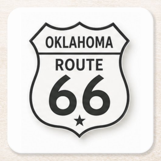 Oklahoma Route 66 Retro White Shield Onderzetter (Voorkant)