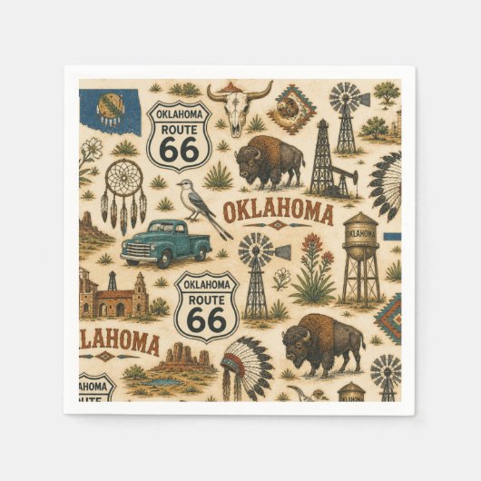 Oklahoma Route 66 Tafel Rondom Servet (Voorkant)