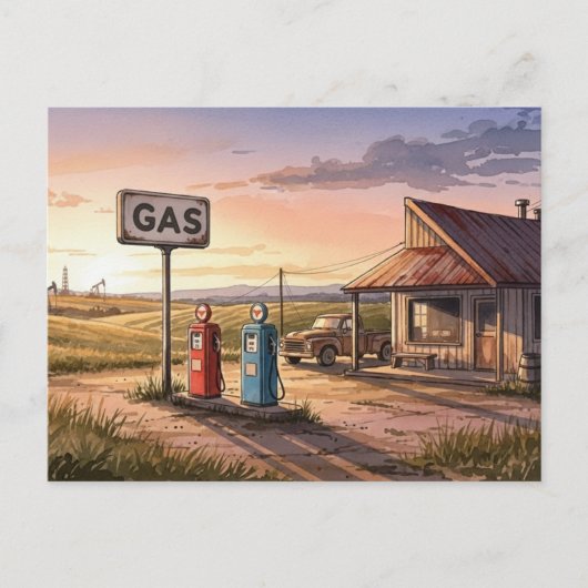 Oklahoma Route 66 tankstation Briefkaart (Voorkant)