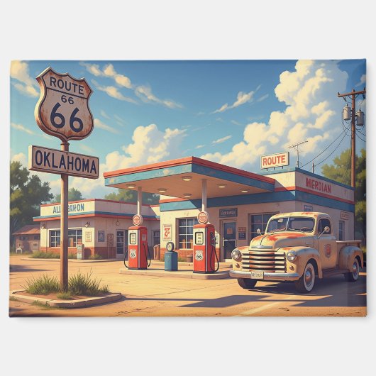 Oklahoma Route 66  tankstation Magneet (Voorkant)