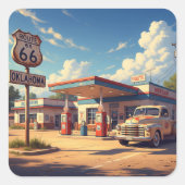 Oklahoma Route 66 tankstation Vierkante Sticker (Voorkant)
