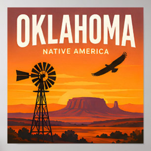 Oklahoma Route 66 Tulsa Oklahoma City Reis Poster