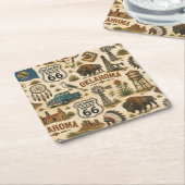 Oklahoma Route 66 Vintage Western Collage Kartonnen Onderzetters (Schuin)