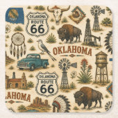 Oklahoma Route 66 Vintage Western Collage Kartonnen Onderzetters (Voorkant)