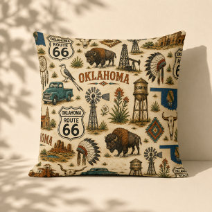 Oklahoma Route 66 Vintage Western Collage Kussen