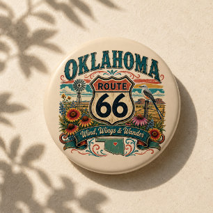 Oklahoma Route 66 Wildflower Roadtrip Flair Ronde Button 7,6 Cm