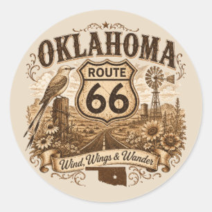Oklahoma Route 66 Wind Wings Decal sticker