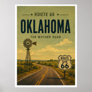 Oklahoma Route 66 Windmill Prairie Road Kunst Poster