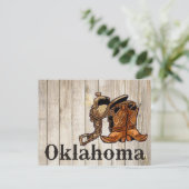 Oklahoma Saddle en Boots Wooden Wall Briefkaart (Staand voorkant)
