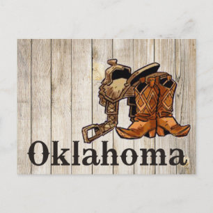 Oklahoma Saddle en Boots Wooden Wall Briefkaart