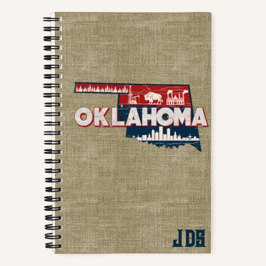 Oklahoma Schilderachtig staat silhouet gepersonali Notitieboek (Voorkant)