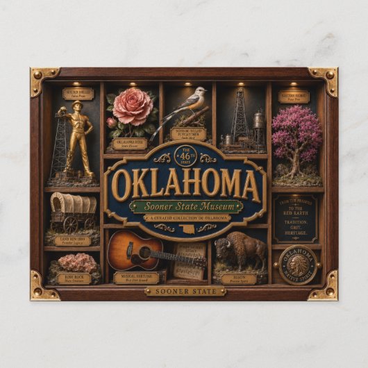 Oklahoma Shadow Box 3D Figuur Staat Briefkaart (Voorkant)