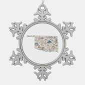 Oklahoma Shaped Retro Afbeelding Map Tin Sneeuwvlok Ornament (Voorkant)