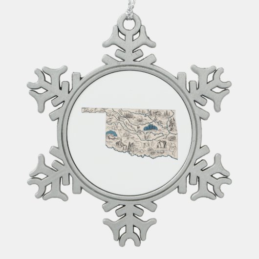 Oklahoma Shaped Retro Afbeelding Map Tin Sneeuwvlok Ornament (Voorkant)