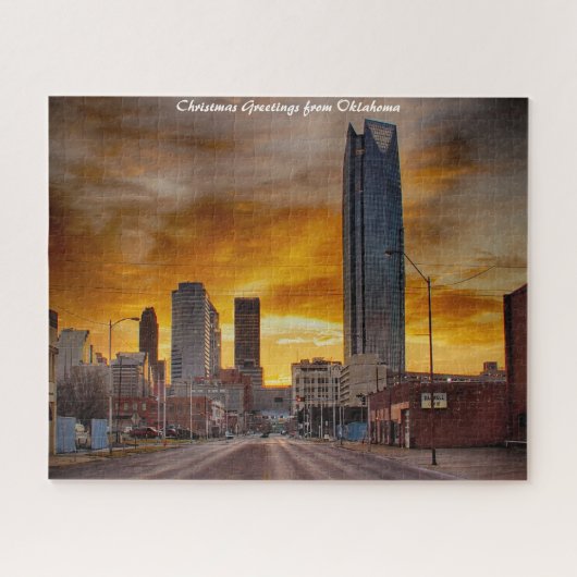 Oklahoma Skyline. Kerstgroeten Legpuzzel (Horizontaal)