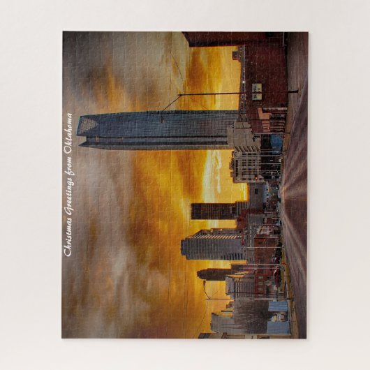 Oklahoma Skyline.Kerstgroetings Legpuzzel (Verticaal)