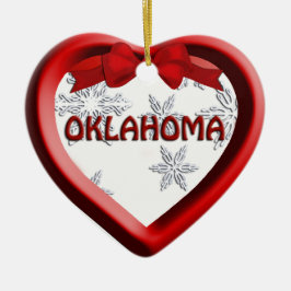 Oklahoma Snowflake Heart-kerstversiering Keramisch Ornament