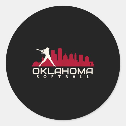 Oklahoma softbal stad mod ronde sticker (Voorkant)