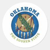 OKLAHOMA SOONER STAATSVLAG RONDE STICKER (Voorkant)