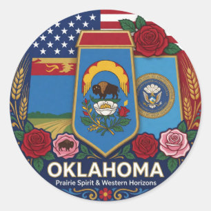 Oklahoma Sooner State Erfgoed Trots 🌹 Ronde Sticker