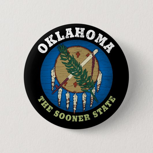 OKLAHOMA SOONER STATE FLAG RONDE BUTTON 5,7 CM (Voorkant)