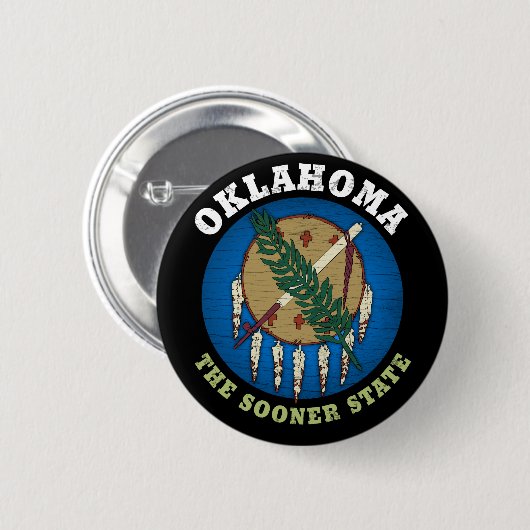 OKLAHOMA SOONER STATE FLAG RONDE BUTTON 5,7 CM (Voorkant /achterkant)