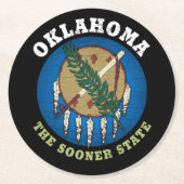 OKLAHOMA SOONER STATE FLAG RONDE KARTONNEN ONDERZETTER (Voorkant)