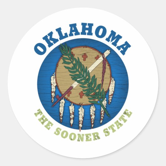 OKLAHOMA SOONER STATE FLAG RONDE STICKER (Voorkant)