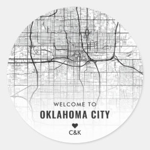 Oklahoma Stadsplattegrond   Bruiloft Welkom Ronde Sticker