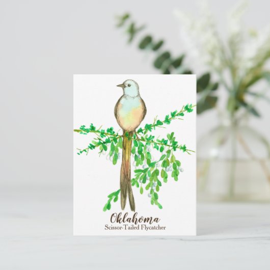 Oklahoma State Bird Scissor Tailed Flycatcher Briefkaart (Staand voorkant)