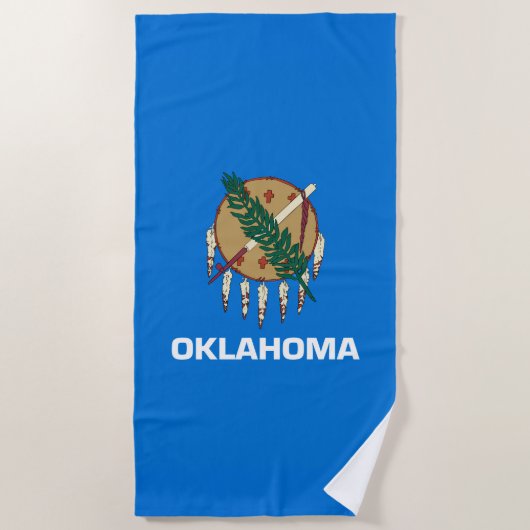 Oklahoma State Flag ontwerp op een Strandlaken (Voorkant)