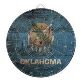 Oklahoma State Flag op Old Wood Grain Dartbord (Voorkant)