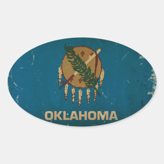 Oklahoma State Flag .png Ovale Sticker (Voorkant)