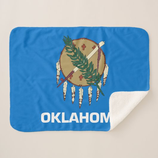 Oklahoma State Flag Print Patriottisch Sherpa Deken (Voorkant (horizontaal))