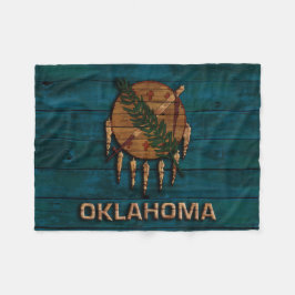 Oklahoma State Flag Wood Carved Fleece Deken