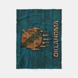 Oklahoma State Flag Wood Carved Fleece Deken