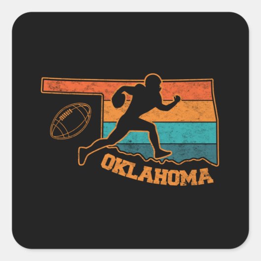 Oklahoma State Footbal Colorful Map Vierkante Sticker (Voorkant)