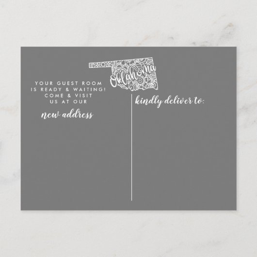 OKLAHOMA State Moving Announcement Post Kaart (Achterkant)