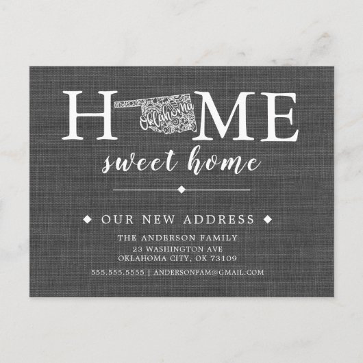 OKLAHOMA State Moving Announcement Post Kaart (Voorkant)