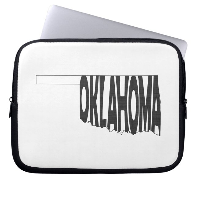 Oklahoma State Name Word Art Black Laptop Sleeve (Voorkant)