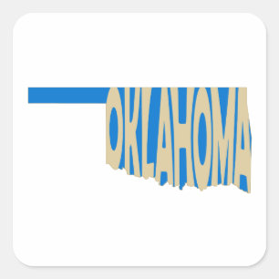 Oklahoma State Name Word Art Yellow Vierkante Sticker
