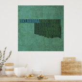 Oklahoma State Outline Word Map op Canvas Poster (Keuken)