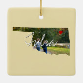 Oklahoma State Photo insert and town name Keramisch Ornament (Achterkant)
